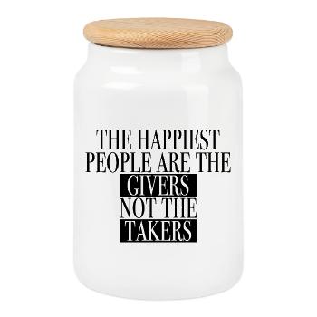 Motivational shirt - giver and not taker - Cookie Jar with Wooden Lid - white - Front