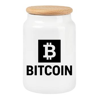 Bitcoin B - Boîte à biscuits avec couvercle en bois - blanc - Devant