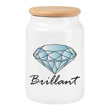 Brillant Diamant - Keksdose mit Holzdeckel - Weiß - Vorne