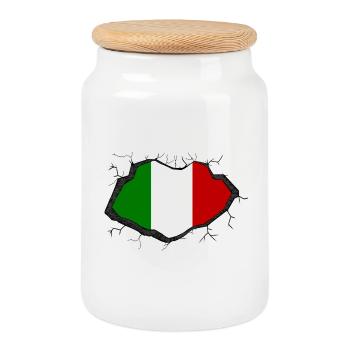 Italian flag - Cookie Jar with Wooden Lid - white - Front