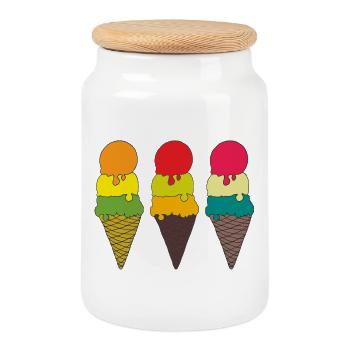 Bunte Eistüten Illustration - Cookie Jar with Wooden Lid - white - Front