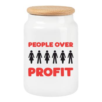 Les gens plutôt que le profit - Boîte à biscuits avec couvercle en bois - blanc - Devant