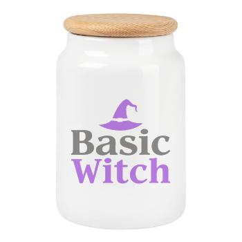 Basic Witch Halloween Saying Quote - Cookie Jar with Wooden Lid - white - Front