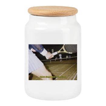 Tennismatch Humor Zitat - Keksdose mit Holzdeckel - Weiß - Vorne