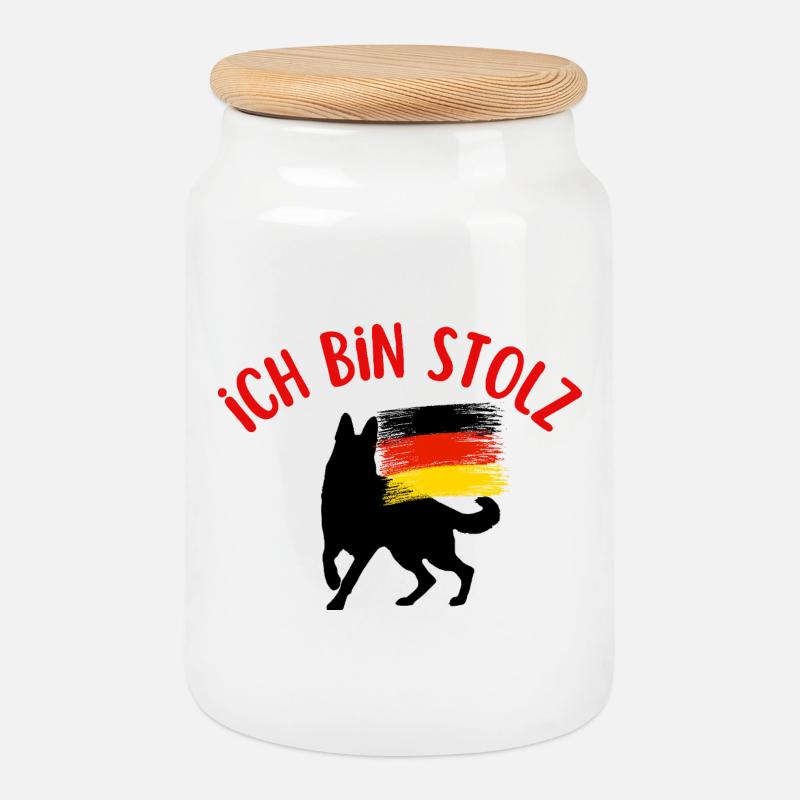 I am German - Cookie Jar with Wooden Lid - white