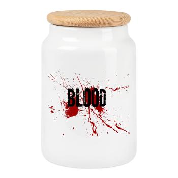 Lettrage Bloody Splatter - Boîte à biscuits avec couvercle en bois - blanc - Devant