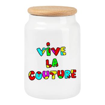 ES LEBE DIE COUTURE! - Keksdose mit Holzdeckel - Weiß - Vorne