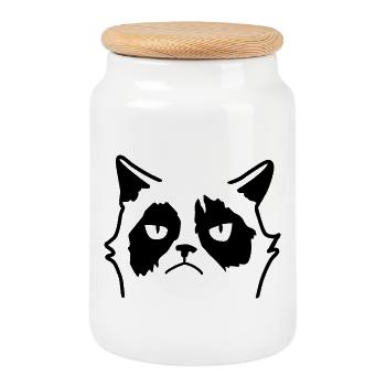 Mürrische Katze: Cartoon & Fun - Boîte à biscuits avec couvercle en bois - blanc - Devant
