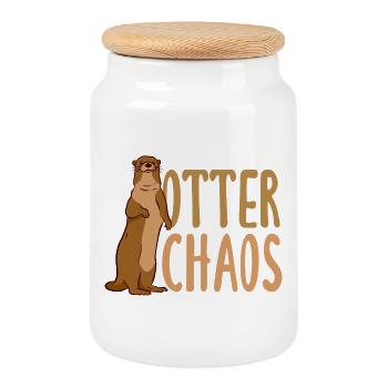 Jeu de mots Sea Otter Cartoon - Boîte à biscuits avec couvercle en bois - blanc - Devant