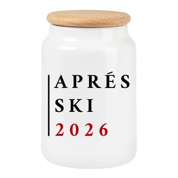 Après-ski 2026 - Boîte à biscuits avec couvercle en bois - blanc - Devant