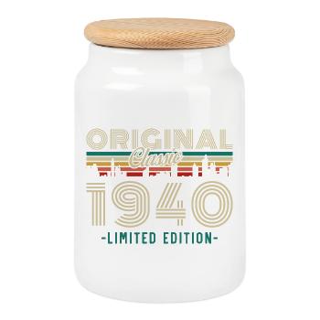 Original 1940 Vintage Rétro Cadeau D'anniversaire - Boîte à biscuits avec couvercle en bois - blanc - Devant