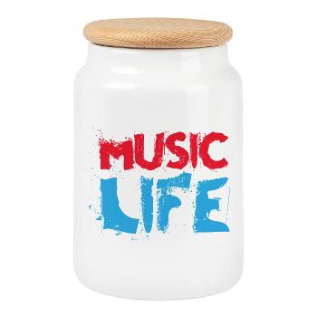 La vie musicale - Boîte à biscuits avec couvercle en bois - blanc - Devant