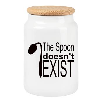 The spoon does not exist - Cookie Jar with Wooden Lid - white - Front