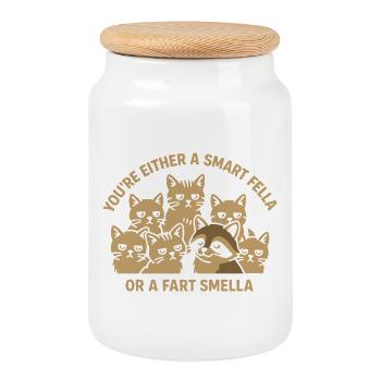 Vous êtes soit un gars intelligent, soit un pet Smella Mème - Boîte à biscuits avec couvercle en bois - blanc - Devant