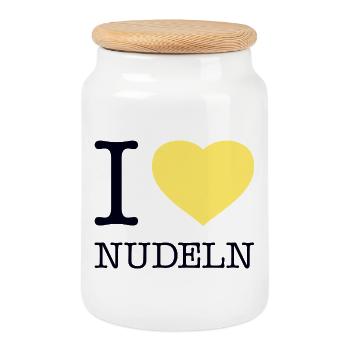 I love Nudeln - Keksdose mit Holzdeckel - Weiß - Vorne