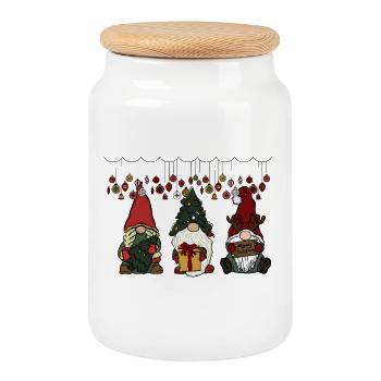Wichtel Weihnachten  - Keksdose mit Holzdeckel - Weiß - Vorne