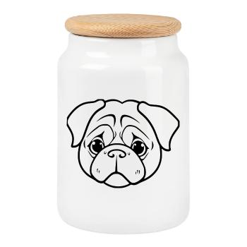 Pug Dogs T-shirt - Cookie Jar with Wooden Lid - white - Front