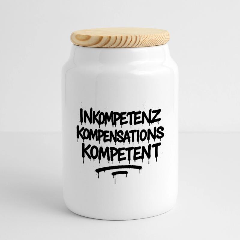 Inkompetenz Kompensations Kompetenz – Büro Spruch Keksdose mit Holzdeckel