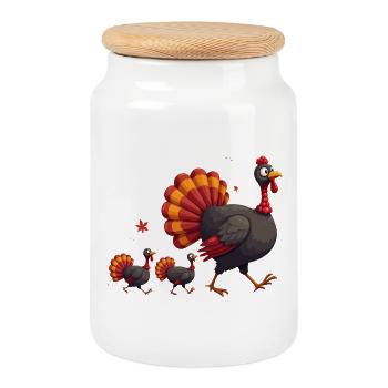 Thanksgiving Truthahn Baby - Keksdose mit Holzdeckel - Weiß - Vorne