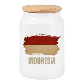 Indonesian grunge flag, Indonesian proud - Cookie Jar with Wooden Lid - white - Front