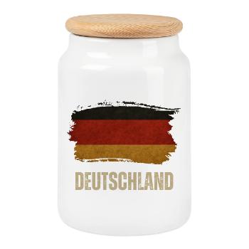 Grunge-Flagge von Deutschland, stolzer deutscher - Keksdose mit Holzdeckel - Weiß - Vorne