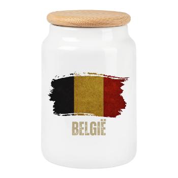 Drapeau grunge de la Belgique, j’adore la Belgique - Boîte à biscuits avec couvercle en bois - blanc - Devant