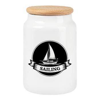 Voilier Maritim Sport - Boîte à biscuits avec couvercle en bois - blanc - Devant