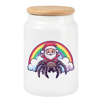 Tarantula Weihnachtsmann Weihnachten - Keksdose mit Holzdeckel - Weiß - Vorne
