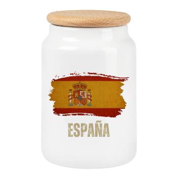 Grunge-Flagge von Spanien, spanischer Stolz - Keksdose mit Holzdeckel - Weiß - Vorne