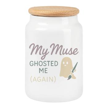 Creative Mindset, Artist Humor, More Chaos - Cookie Jar with Wooden Lid - white - Front