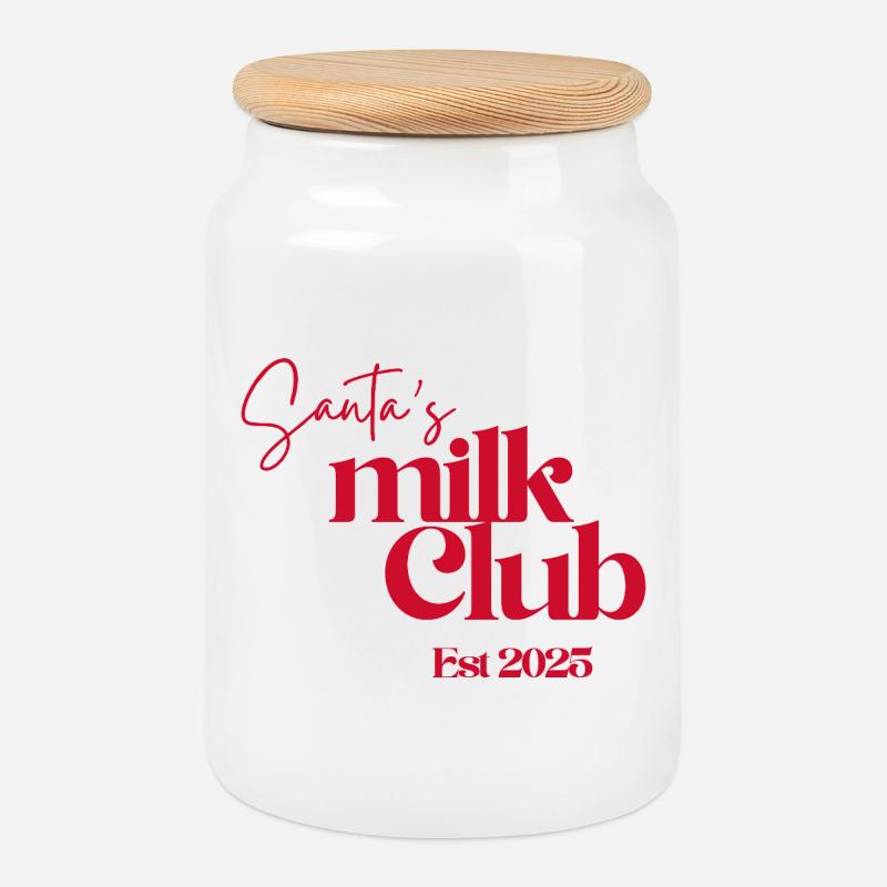 Santa’s Milk Club Est 2025 - Keksdose mit Holzdeckel - Weiß