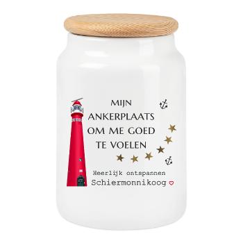 My anchorage Schiermonnikoog, hand drawing - Cookie Jar with Wooden Lid - white - Front