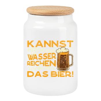 Kannst du mir nicht das Wasser reichen, Bier Humor - Keksdose mit Holzdeckel - Weiß - Vorne