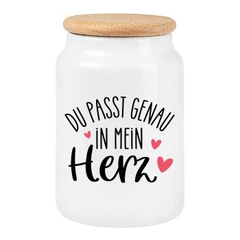 YOU fit right into my heart | Favorite person - Cookie Jar with Wooden Lid - white - Front