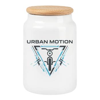 Mouvement urbain - Boîte à biscuits avec couvercle en bois - blanc - Devant