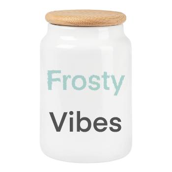Frosty Vibes - Cookie Jar with Wooden Lid - white - Front