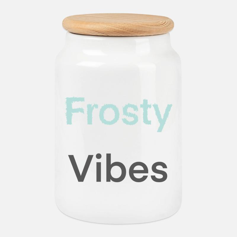 Frosty Vibes - Cookie Jar with Wooden Lid - white