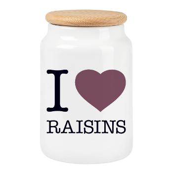 i love Raisins - Cookie Jar with Wooden Lid - white - Front