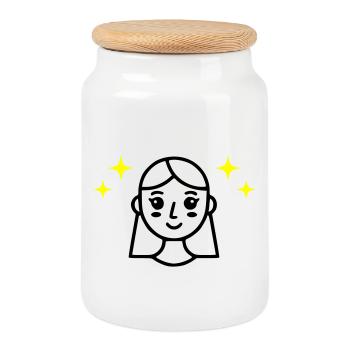 Engel-strahlendes-gesicht-schoenheit-selbstlieb - Keksdose mit Holzdeckel - Weiß - Vorne