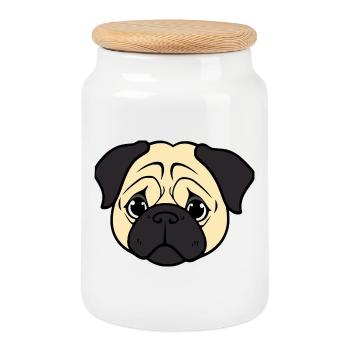 Pug Dogs T-shirt Gift Christmas - Cookie Jar with Wooden Lid - white - Front