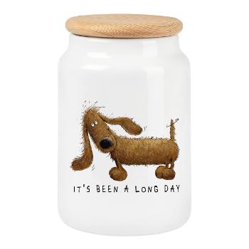 Lustiges Dachshund Dackel Sprüche Geschenk  - Keksdose mit Holzdeckel - Weiß - Vorne