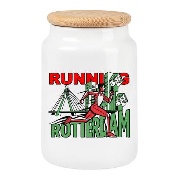 Running Rotterdam City Run - Cookie Jar with Wooden Lid - white - Front