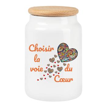 Choisir la voie du cœur  - Boîte à biscuits avec couvercle en bois - blanc - Devant