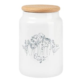 Proud Grandma 2026 Gift Idea - Cookie Jar with Wooden Lid - white - Front
