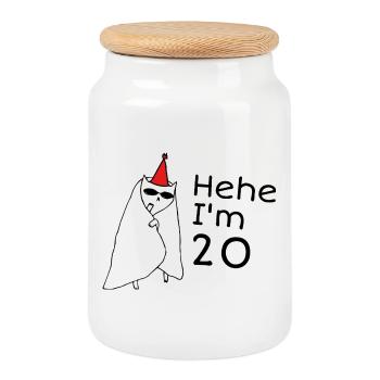 20-jähriges Jubiläum – 20-jähriges Jubiläumsgeschenk - Keksdose mit Holzdeckel - Weiß - Vorne
