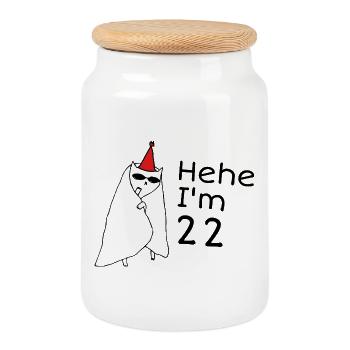 22-jähriges Jubiläum – 22-jähriges Jubiläumsgeschenk - Keksdose mit Holzdeckel - Weiß - Vorne