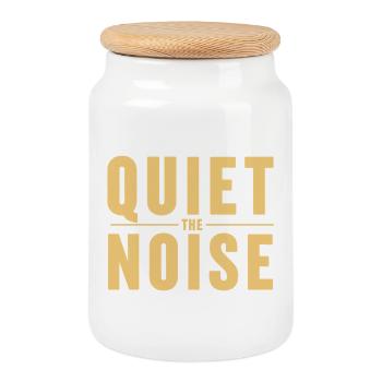 Quiet The Noise Ruhe Achtsamkeit Statement - Keksdose mit Holzdeckel - Weiß - Vorne