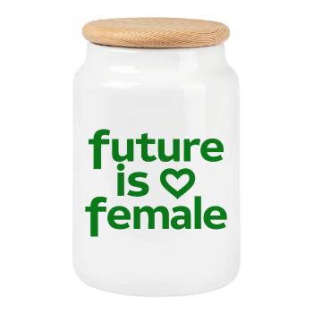 Is Female Feminismus Frauenpower Herz - Keksdose mit Holzdeckel - Weiß - Vorne