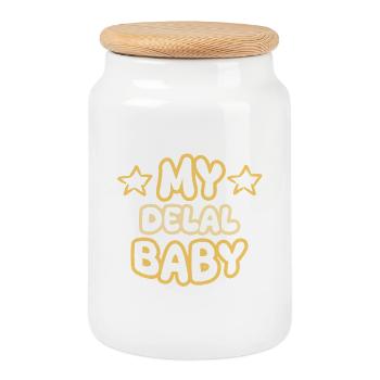Birth Delal - Cookie Jar with Wooden Lid - white - Front