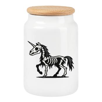 Licorne squelette avec art de fantasy d’horreur sombre - Boîte à biscuits avec couvercle en bois - blanc - Devant